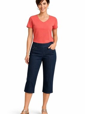 Reitmans Dark Indigo Pull-Up Capri Jeans